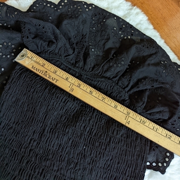 ZARA cotton embroidered smocked dress black xs - Picture 12 of 15